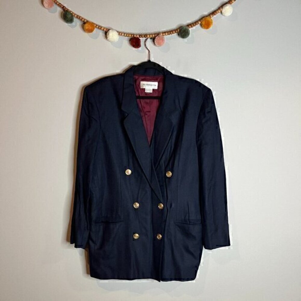 Vintage navy blue double breasted blazer jacket